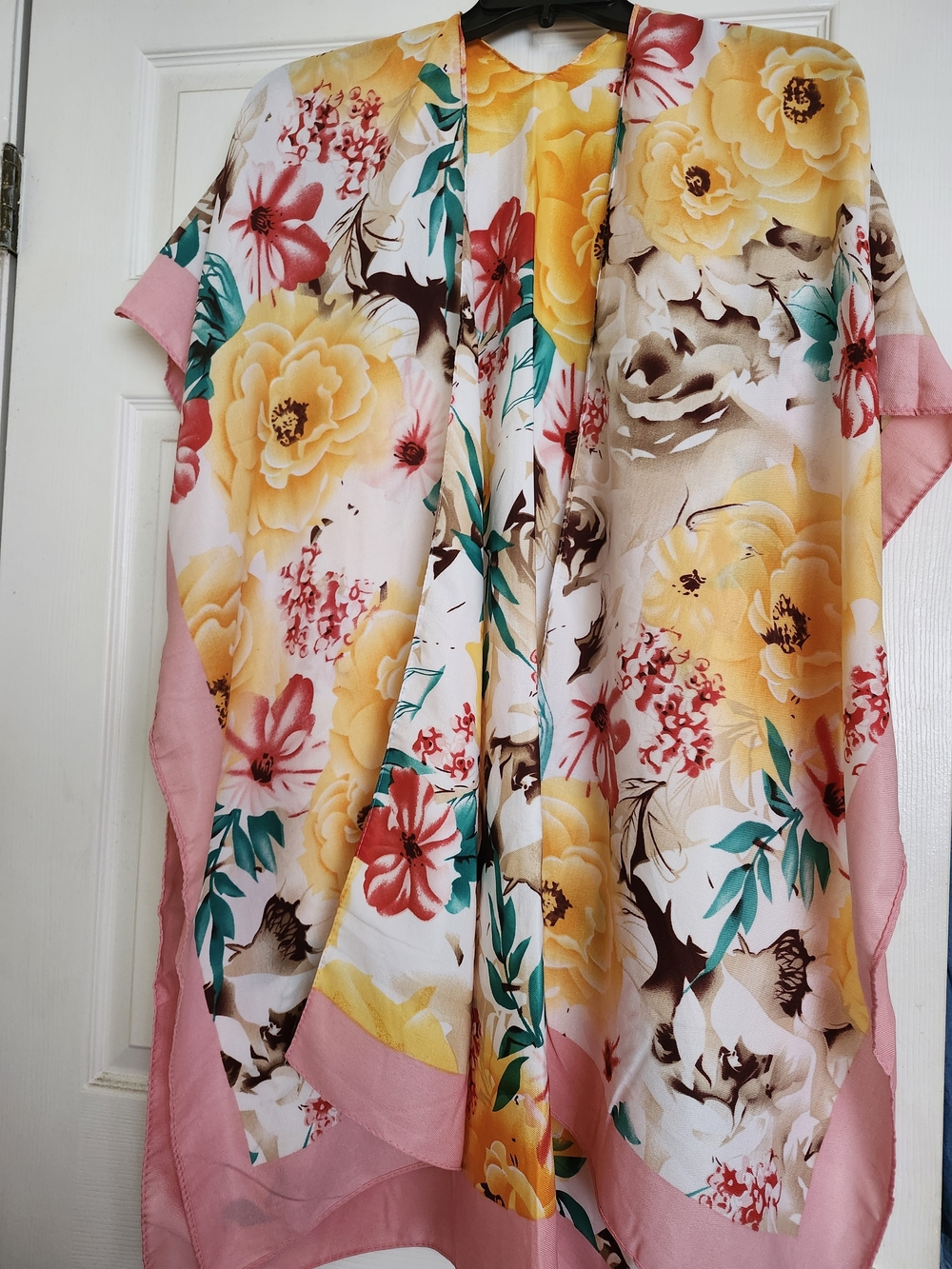 Jessica McClintock Floral Kimono Tunic in Yellow, Pink and Teal